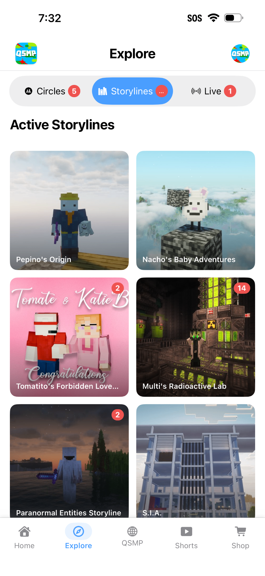 Active storylines grid